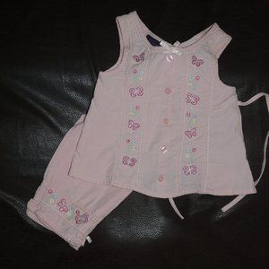 Kid's HQ - Girl's Sleeveless A-Line Top & Capri w/Embroidered Butterflies Set
